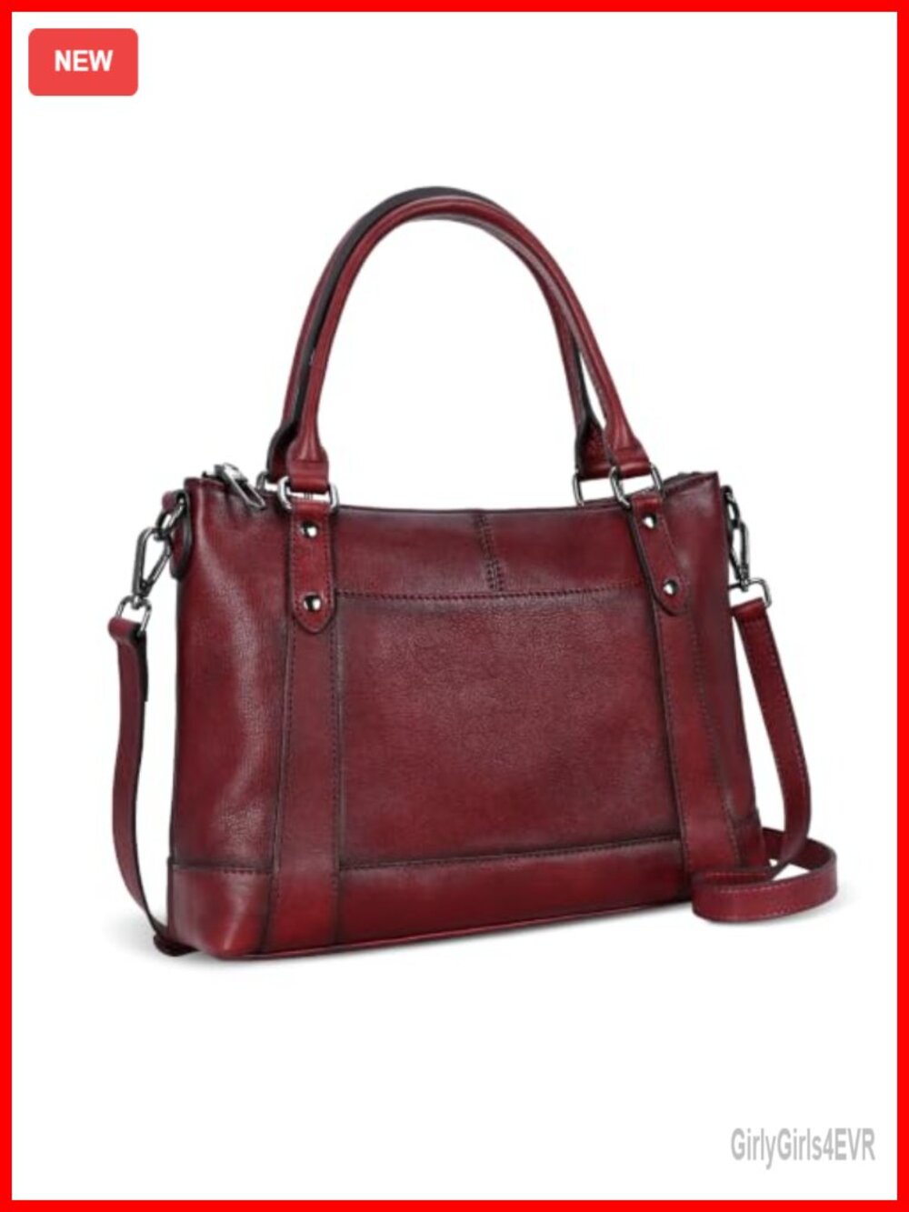 Iswee Genuine Cowhide Leather Crossbody Satchel Purse with Woven Strap